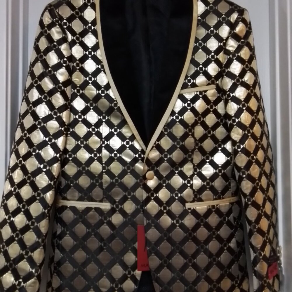 MAZARI Black & Gold Tuxedo Jacket Small